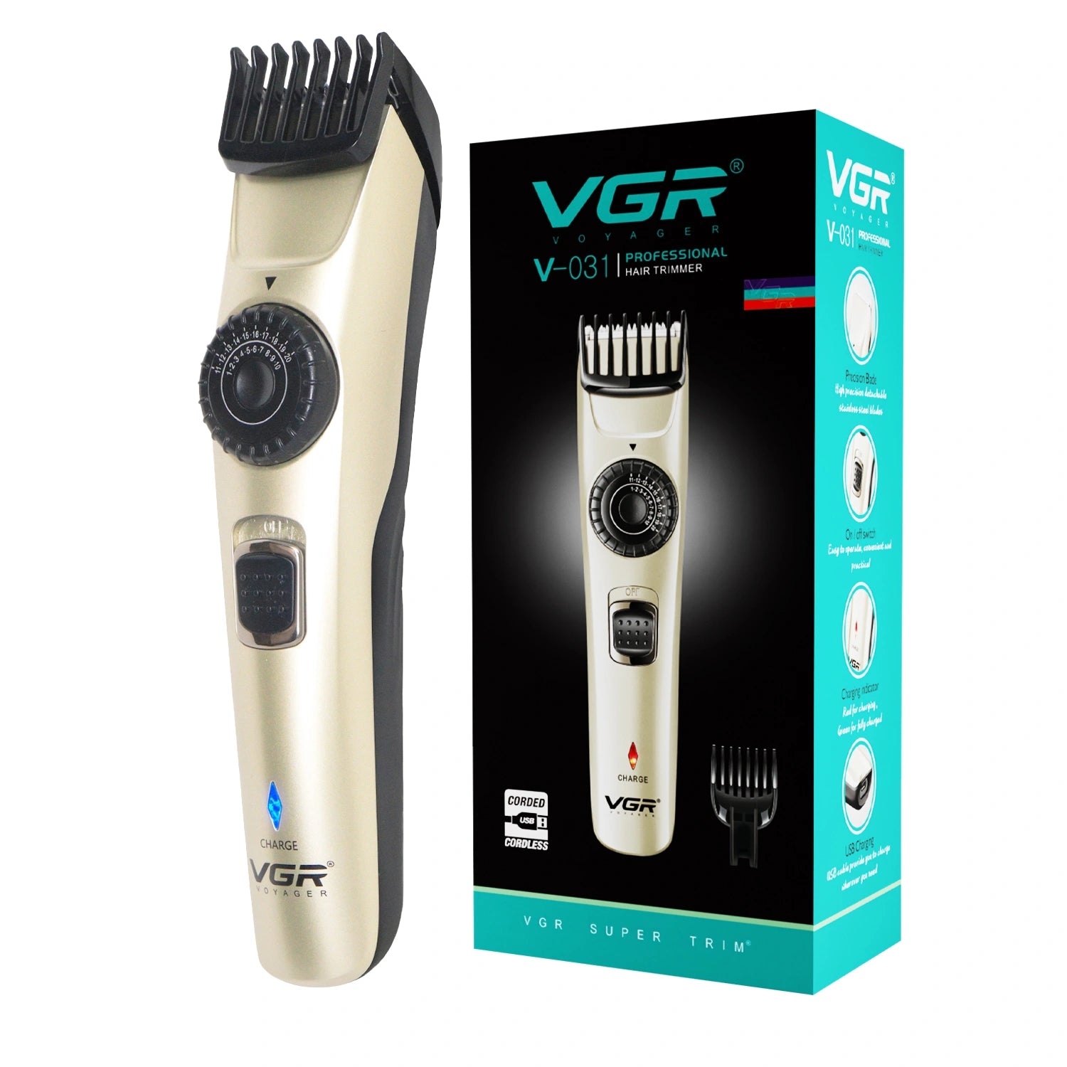 VGR V-031 Hair Trimmer For Men, Silver