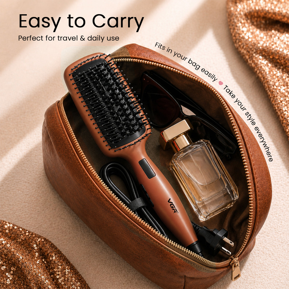 VGR V-527 Professional Hair Straightener Comb, Orange