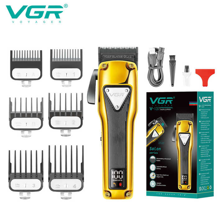 VGR V-137 Professional Cord/Cordless Hair Clipper for Men's (Gold/Black)