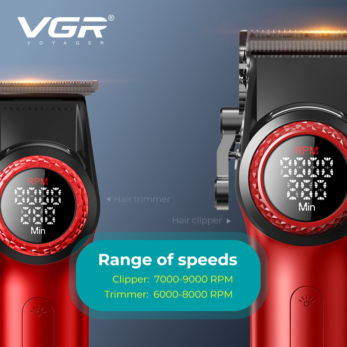 VGR Mr. SUPER POWER Stepless Pro 4-in-1 Barber Set - Red - vgrofficial.in