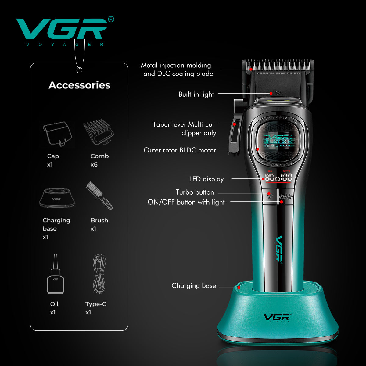 VGR V-888C Professional Hair Clipper for Salon & Men