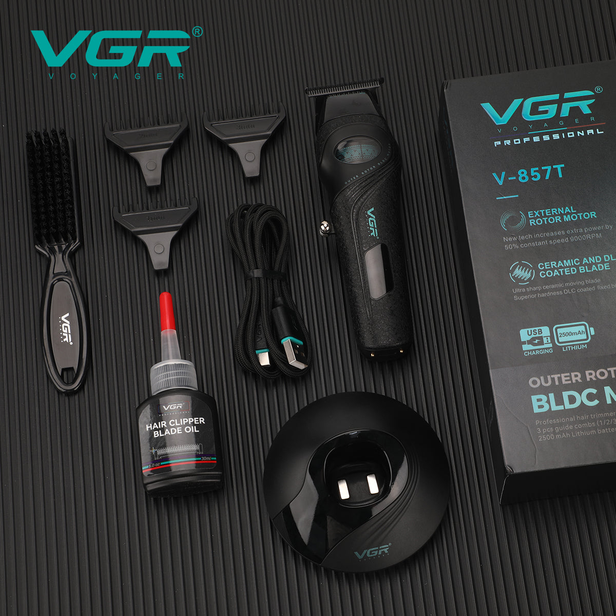 VGR V-857T Professional Hair Trimmer for Salon & Men, Black
