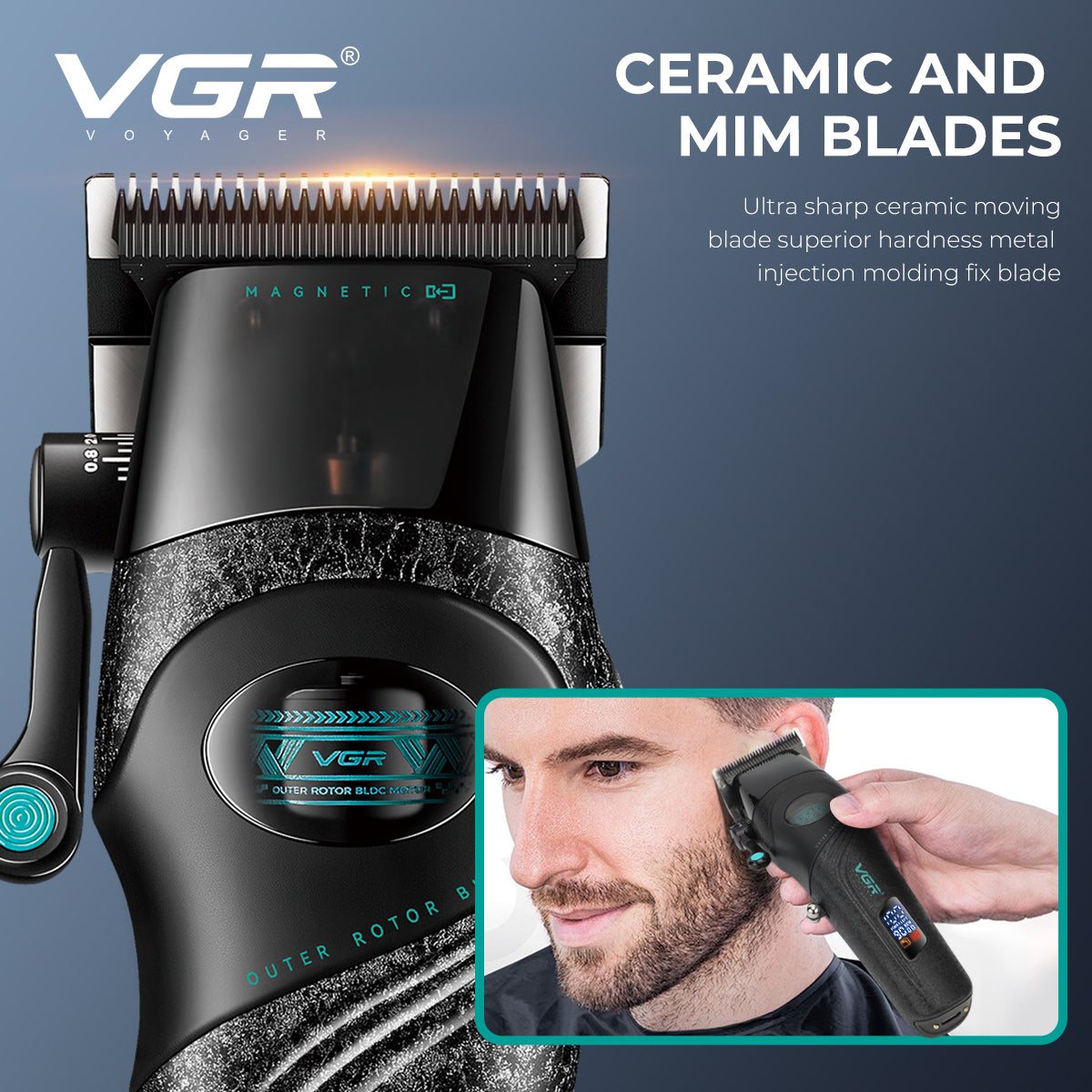 VGR V-857C Professional Hair Clipper for Salon & Men, Black