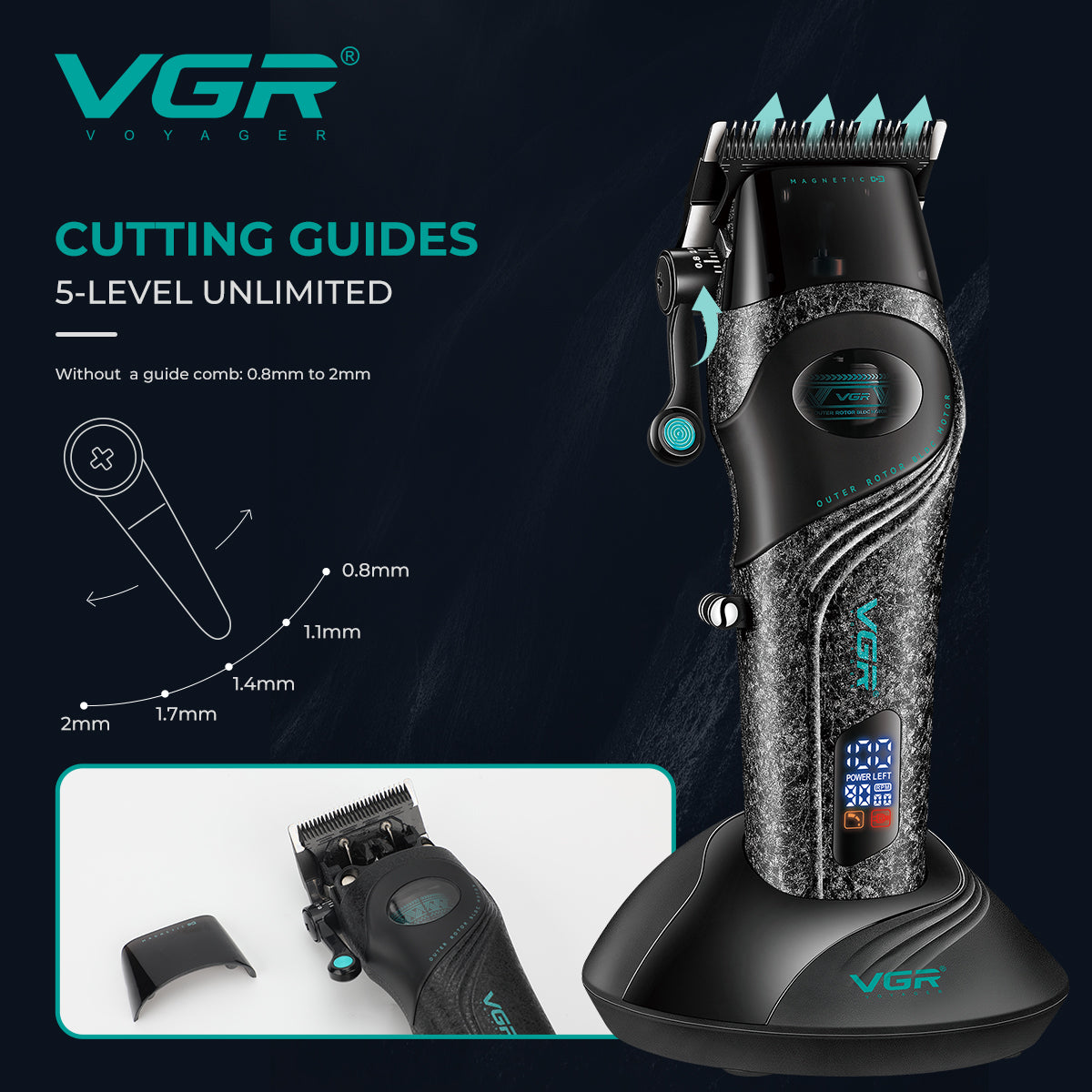VGR V-857C Professional Hair Clipper for Salon & Men, Black