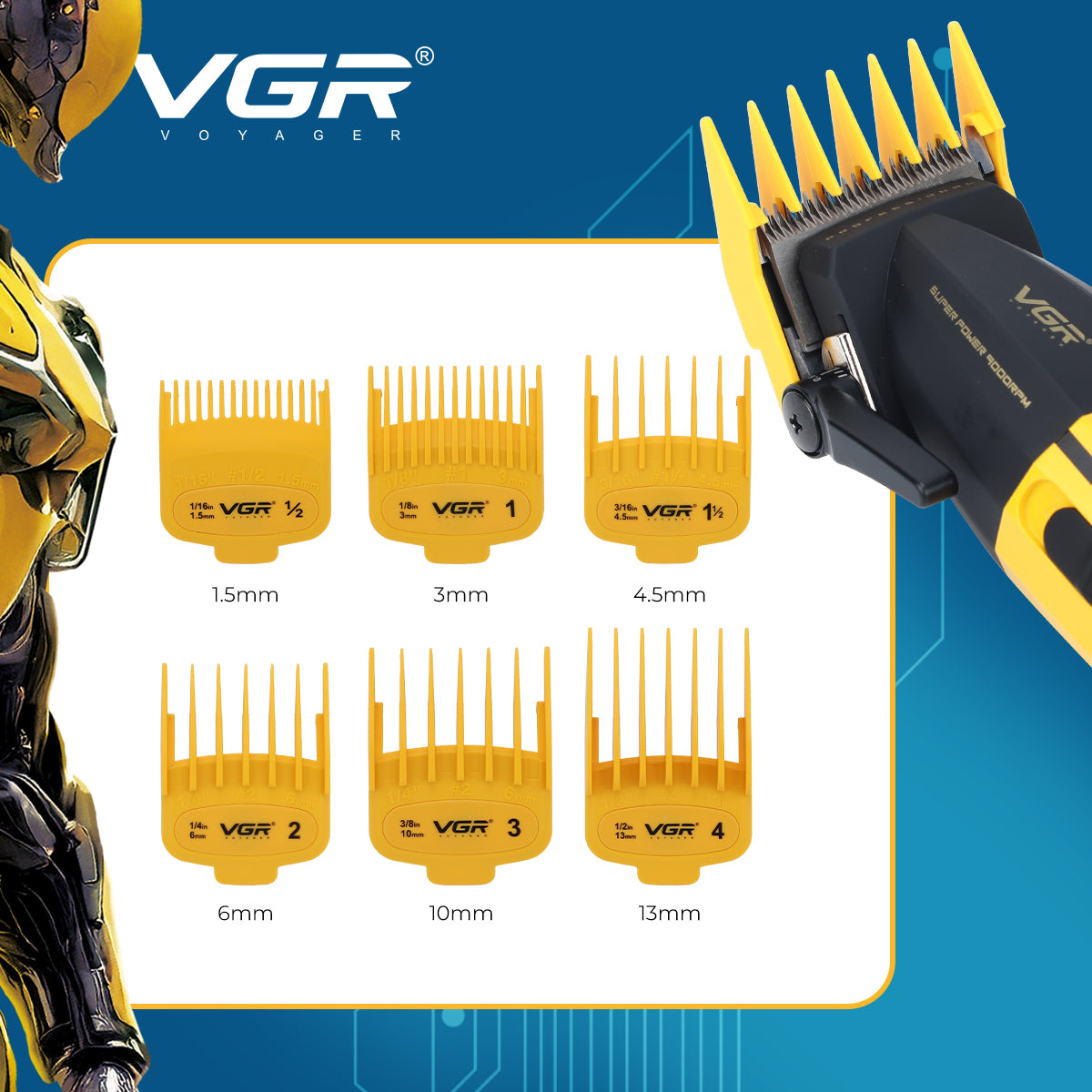 VGR V-285 S4 Professional Barber Combo Kit for Salon & Men, Yellow