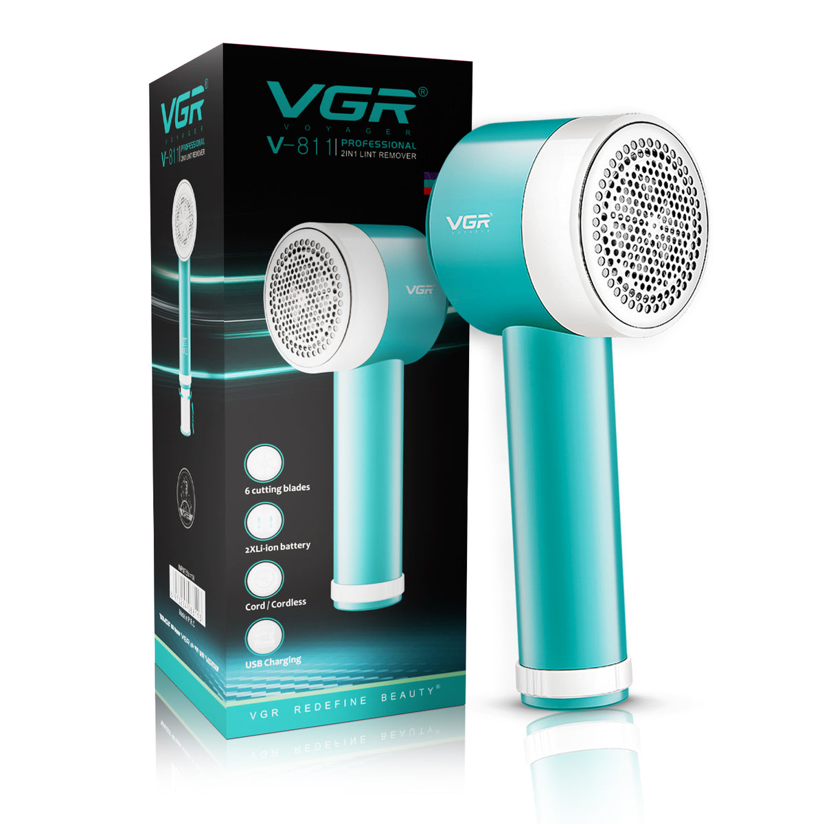 VGR V-811 Professional 2-in-1 Lint Remover, 90 Min Runtime, Green