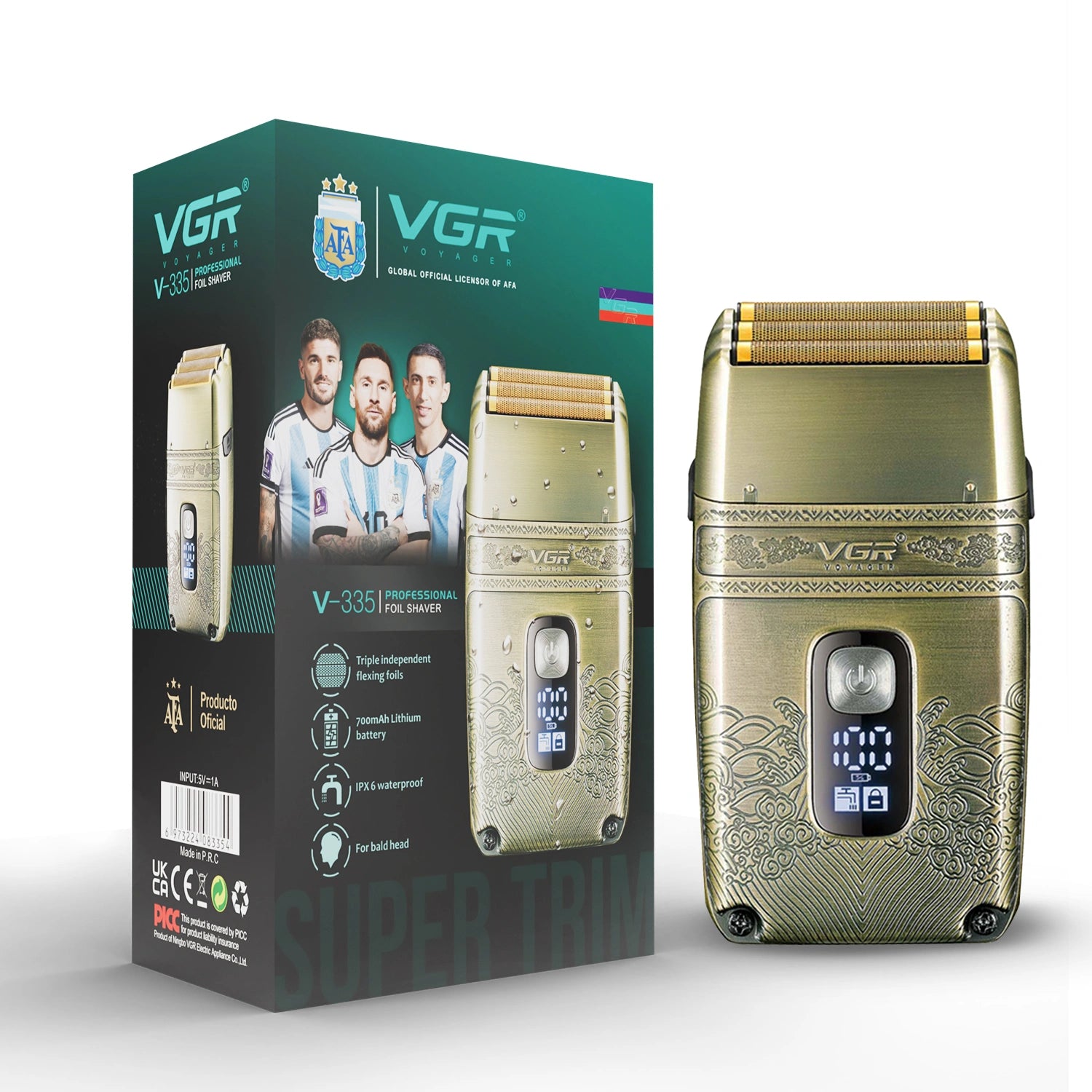 VGR V-335 Professional Pocket Size Foil Shaver for Men's (Gold)