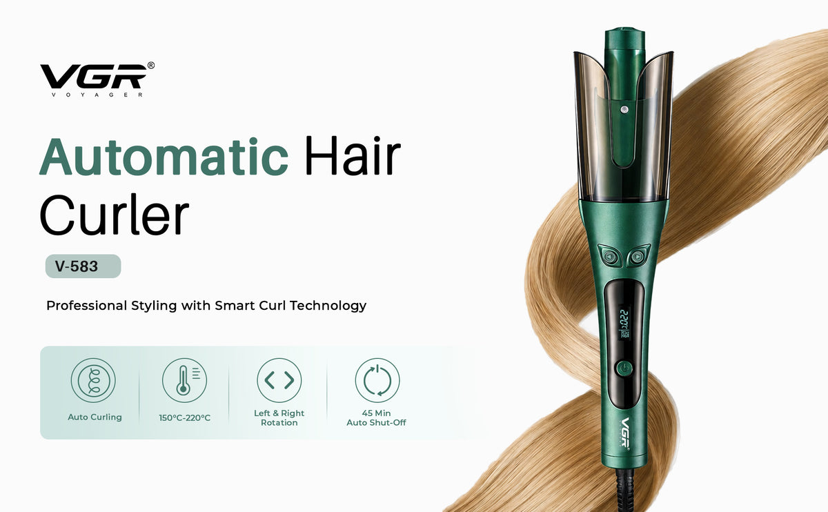 VGR V-583 Automatic Hair Curler For Women (Green)