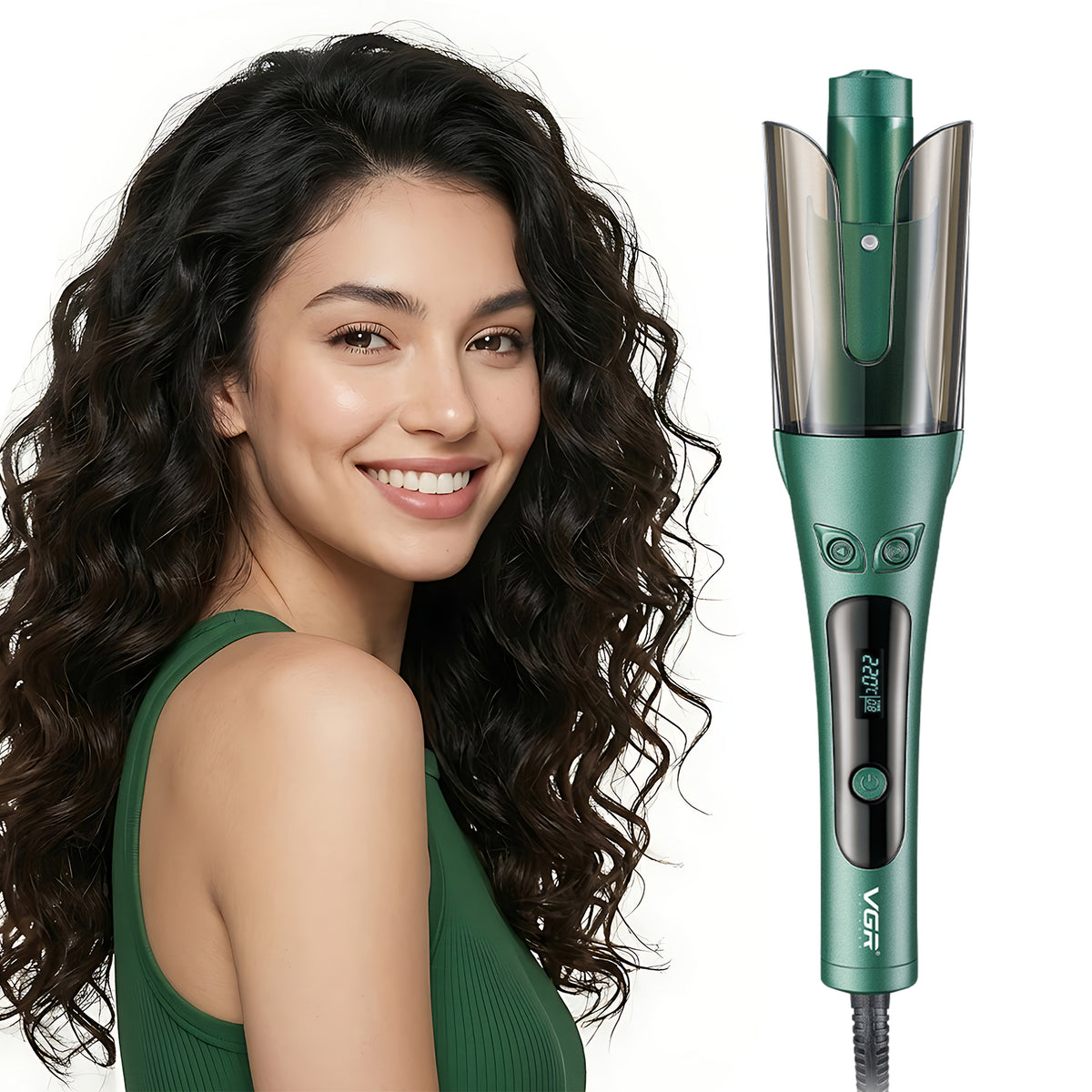 VGR V-583 Automatic Hair Curler For Women (Green)