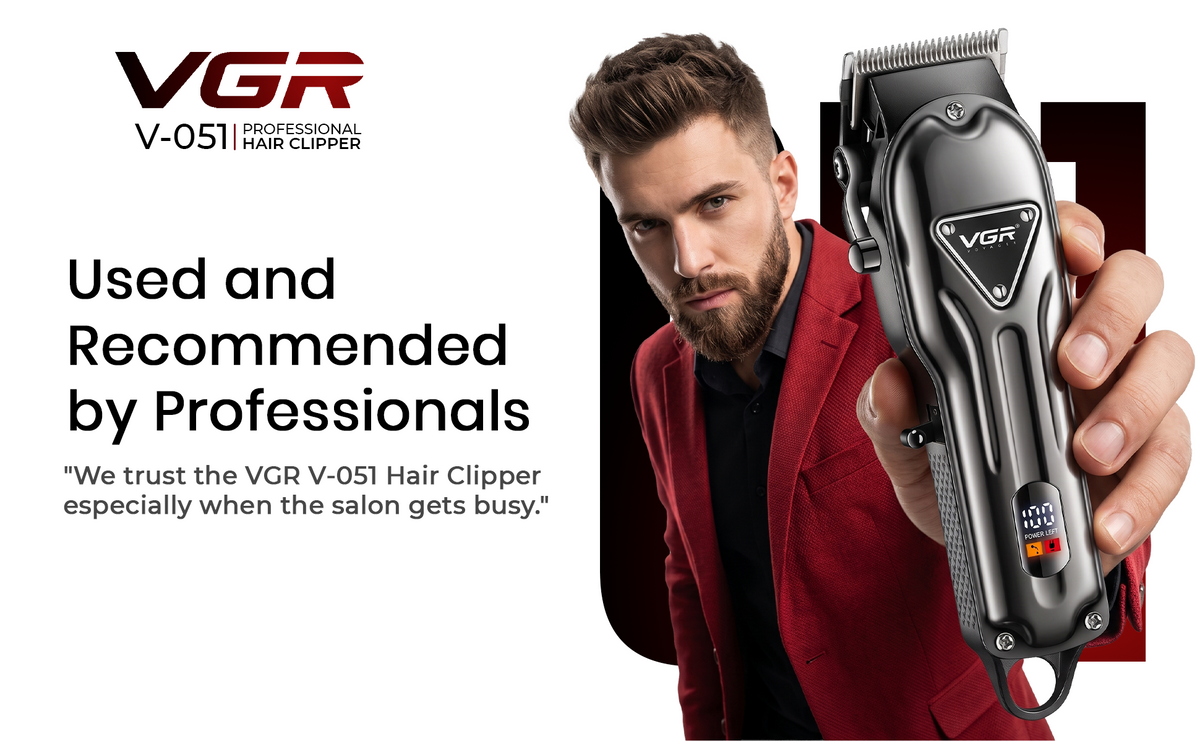 VGR V-051 Professional Hair Clipper For Men with 300 Min Runtime, Black