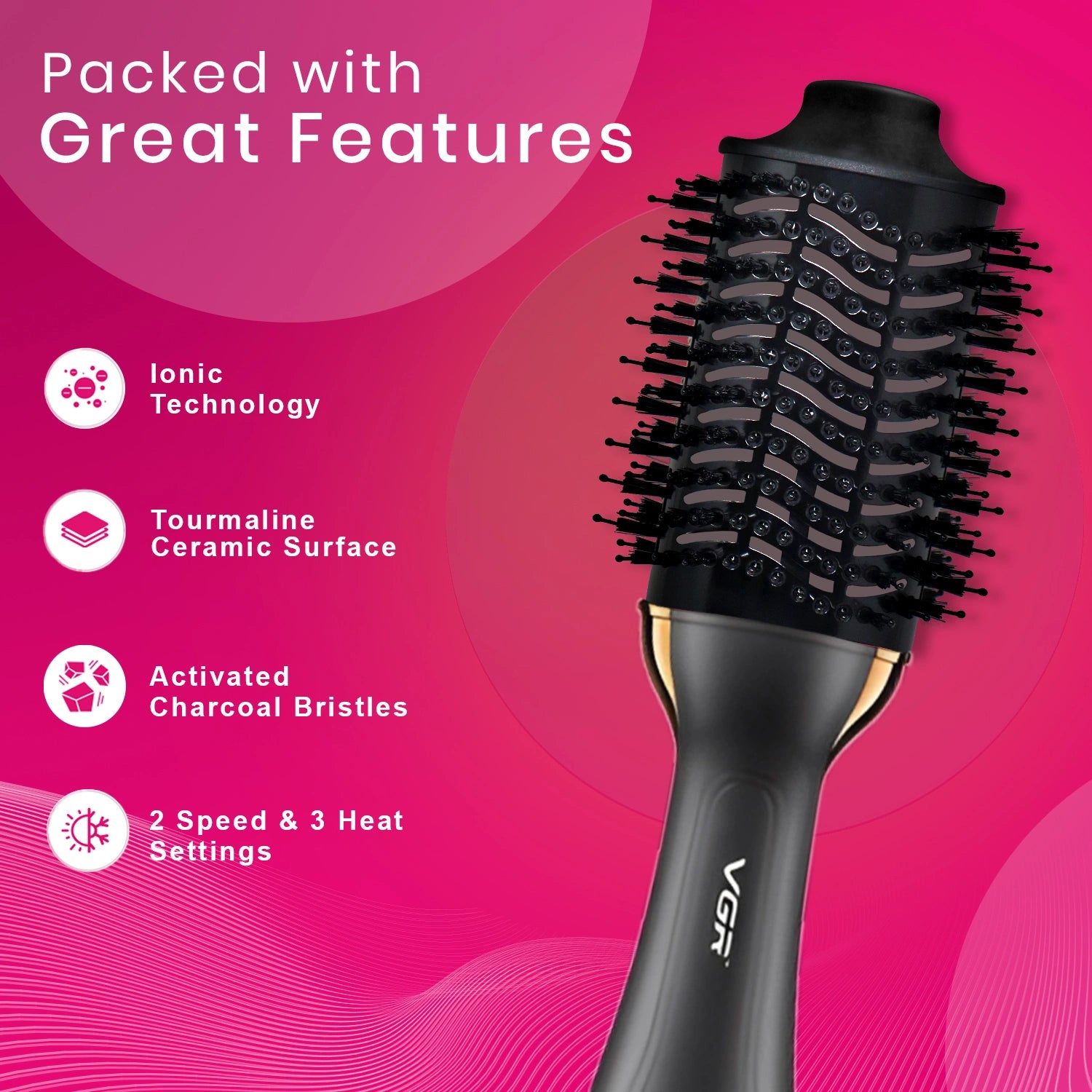 VGR V-492 Professional Hot Air Brush for Women (1000W, Black)