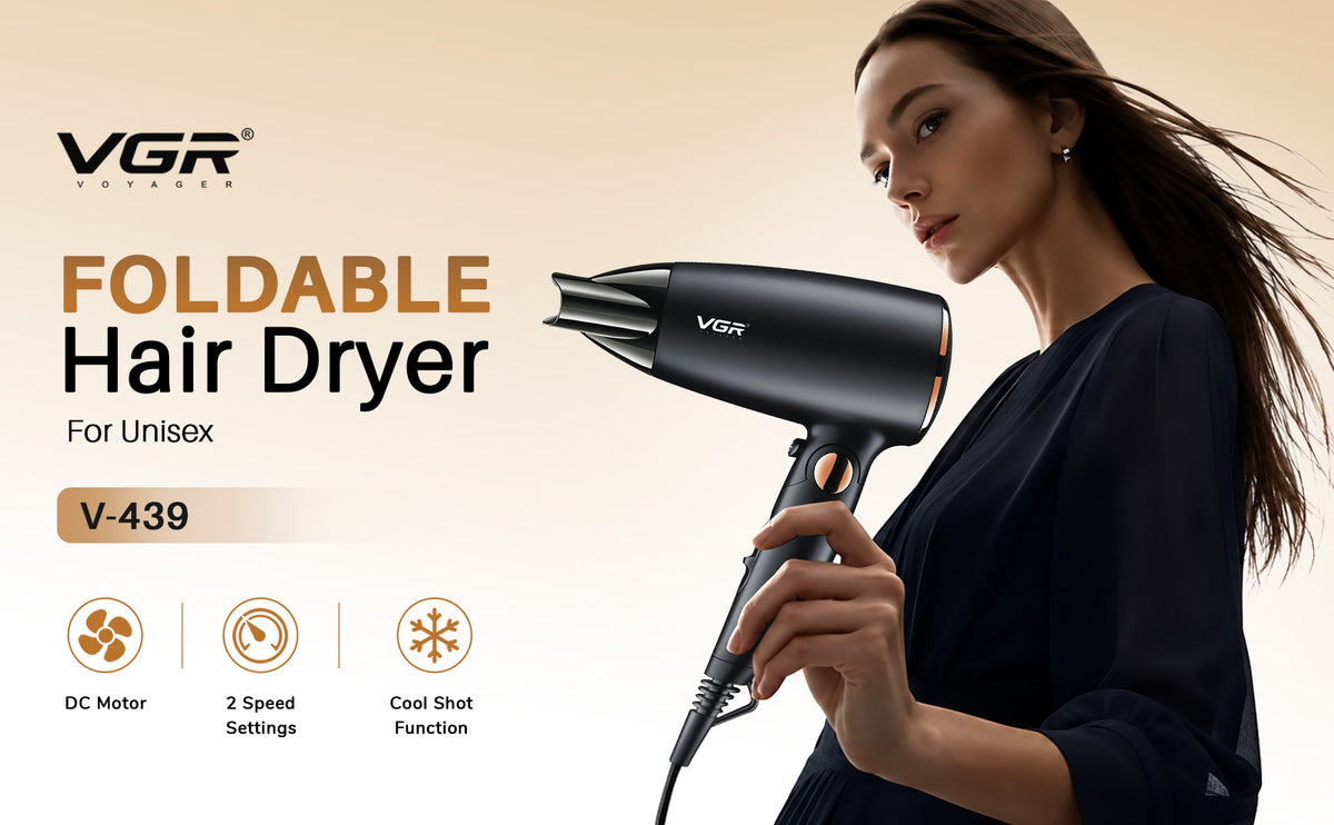 VGR V-439 Professional Hair Dryer For Women with 2 Speed Settings, Cool Shot, Black