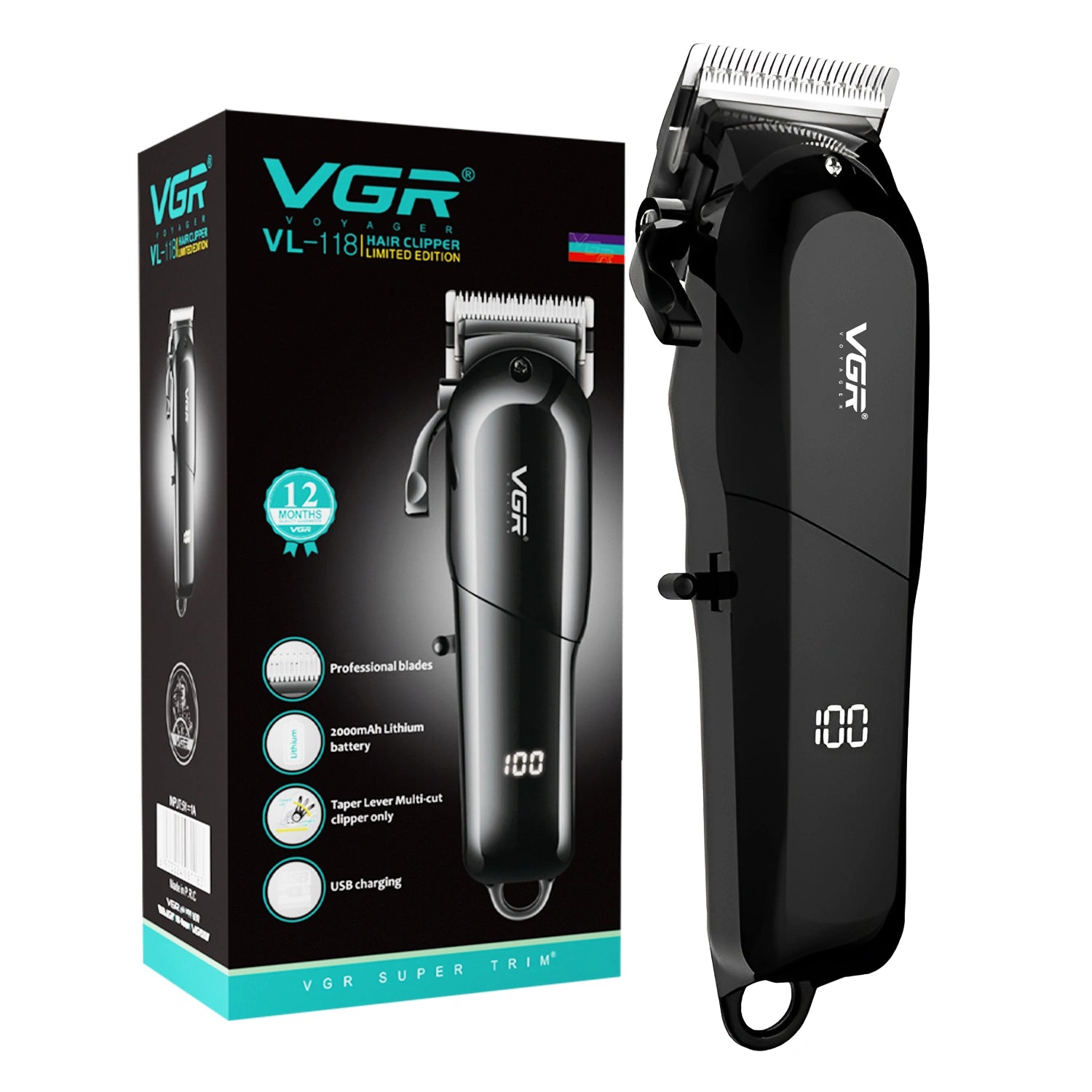 VGR VL-118 Limited Edition Hair Clipper For Men, Black