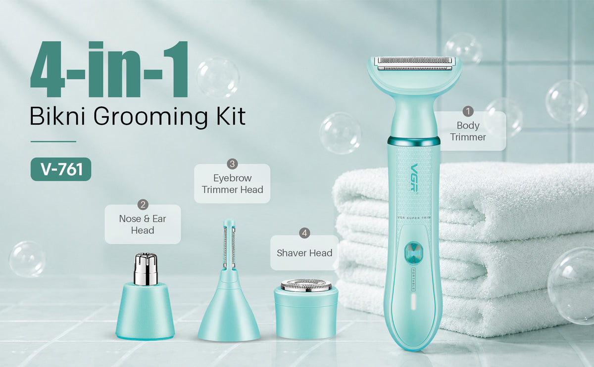 VGR V-761 Female 4-in-1 Bikini Grooming Kit, Blue