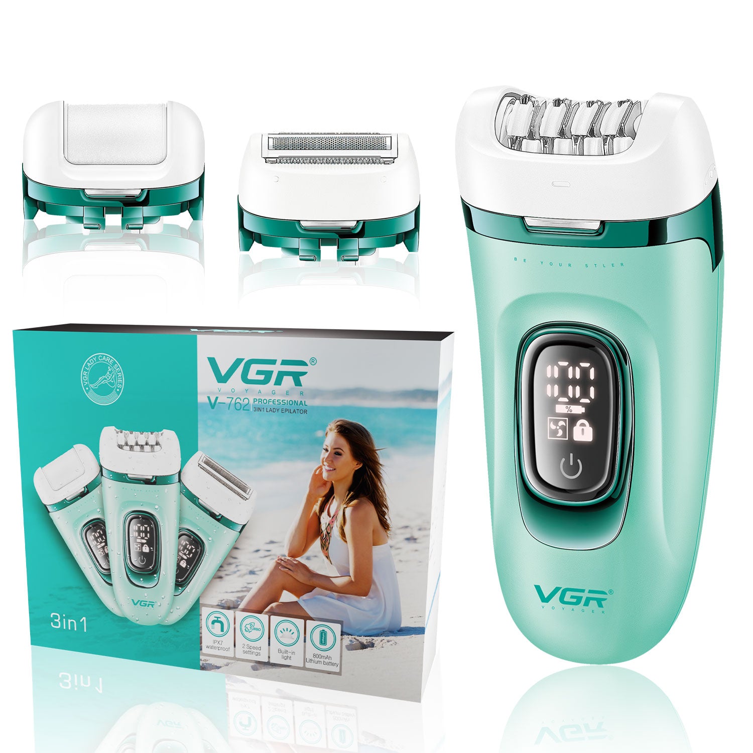 VGR V-762 Professional 3-IN-1 Lady Epilator for Women