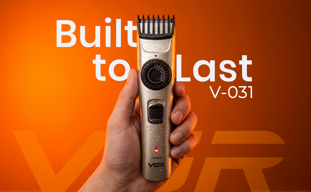 VGR V-031 Professional Hair Trimmer, 39 Length Settings, 90 Min Runtime, Silver