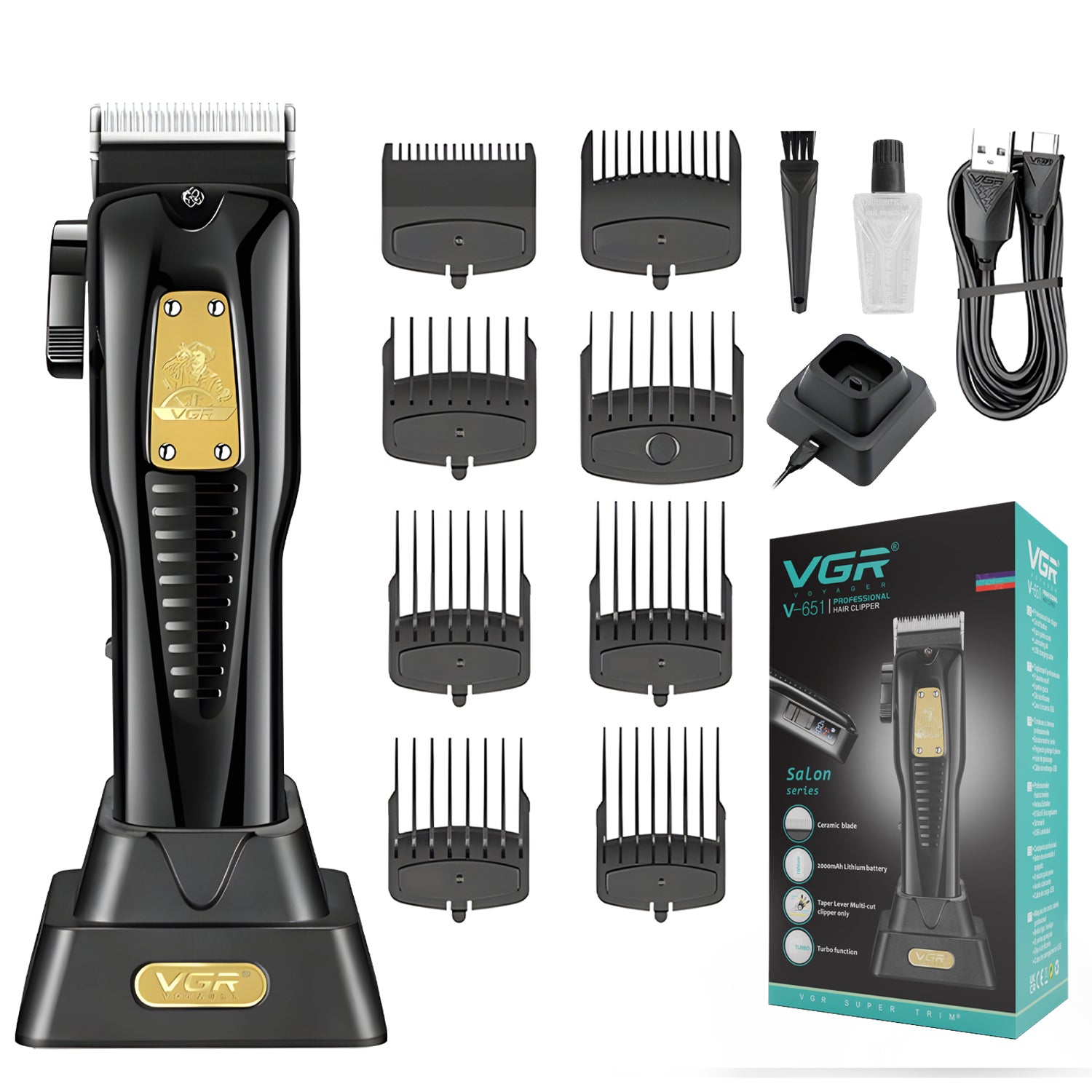 VGR V-651 Professional Salon Series Hair Clipper for Salon & Men's (Black)