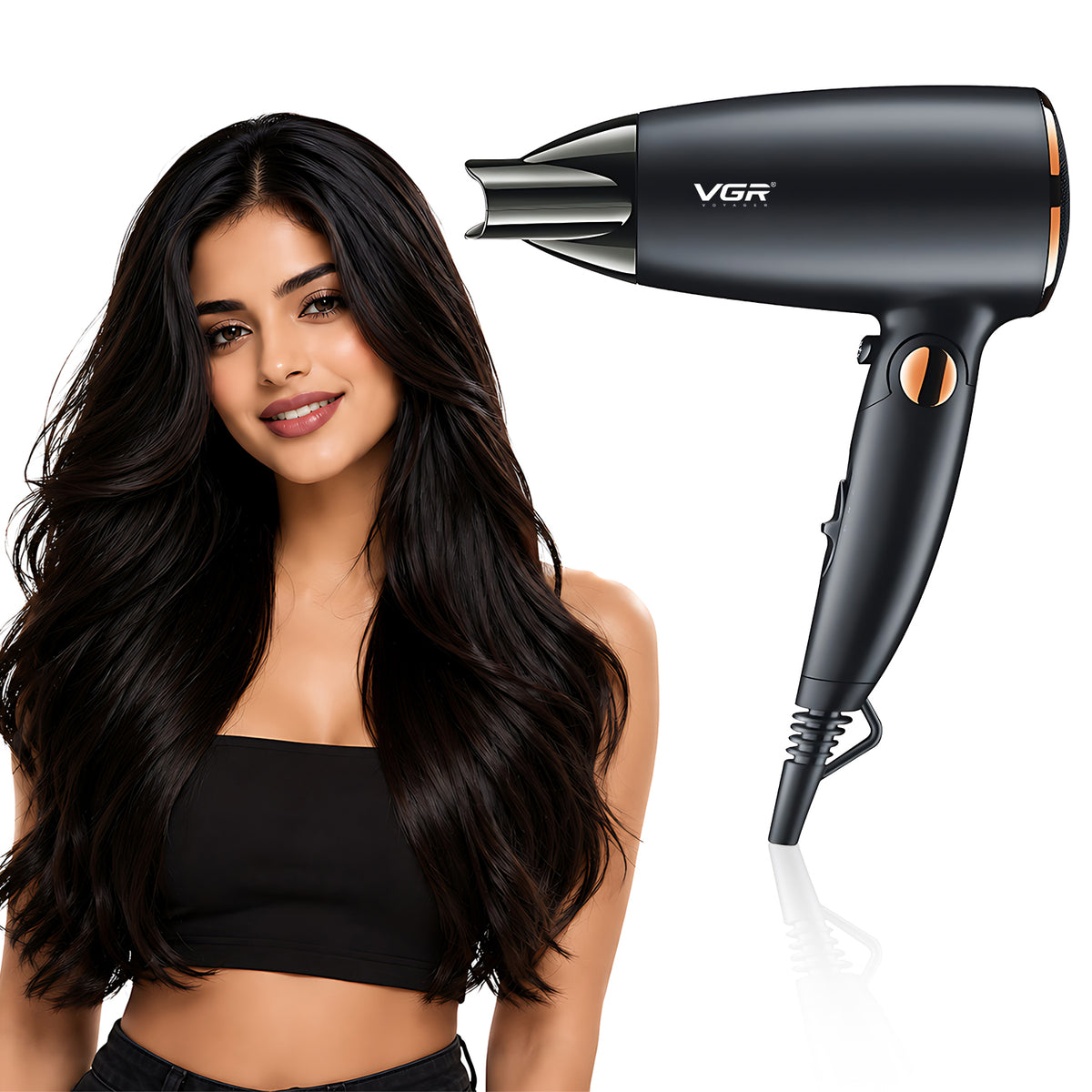 VGR V-439 Professional Hair Dryer For Women with 2 Speed Settings, Cool Shot, Black