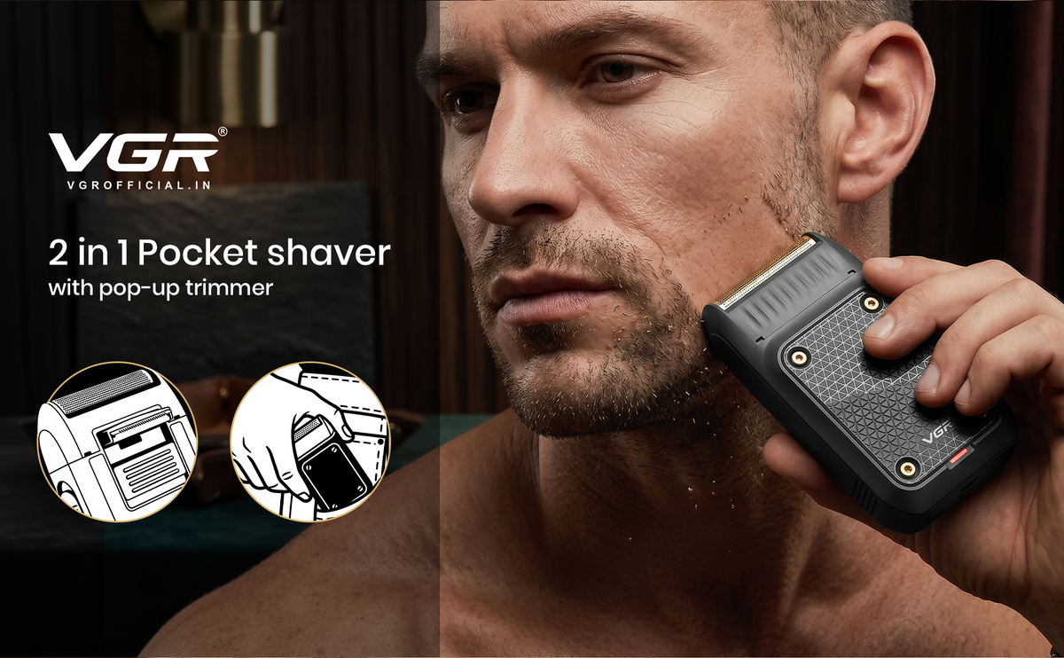 VGR V-353 2 In 1 Beard Shaver For Men with 60 Mins Runtime, Black