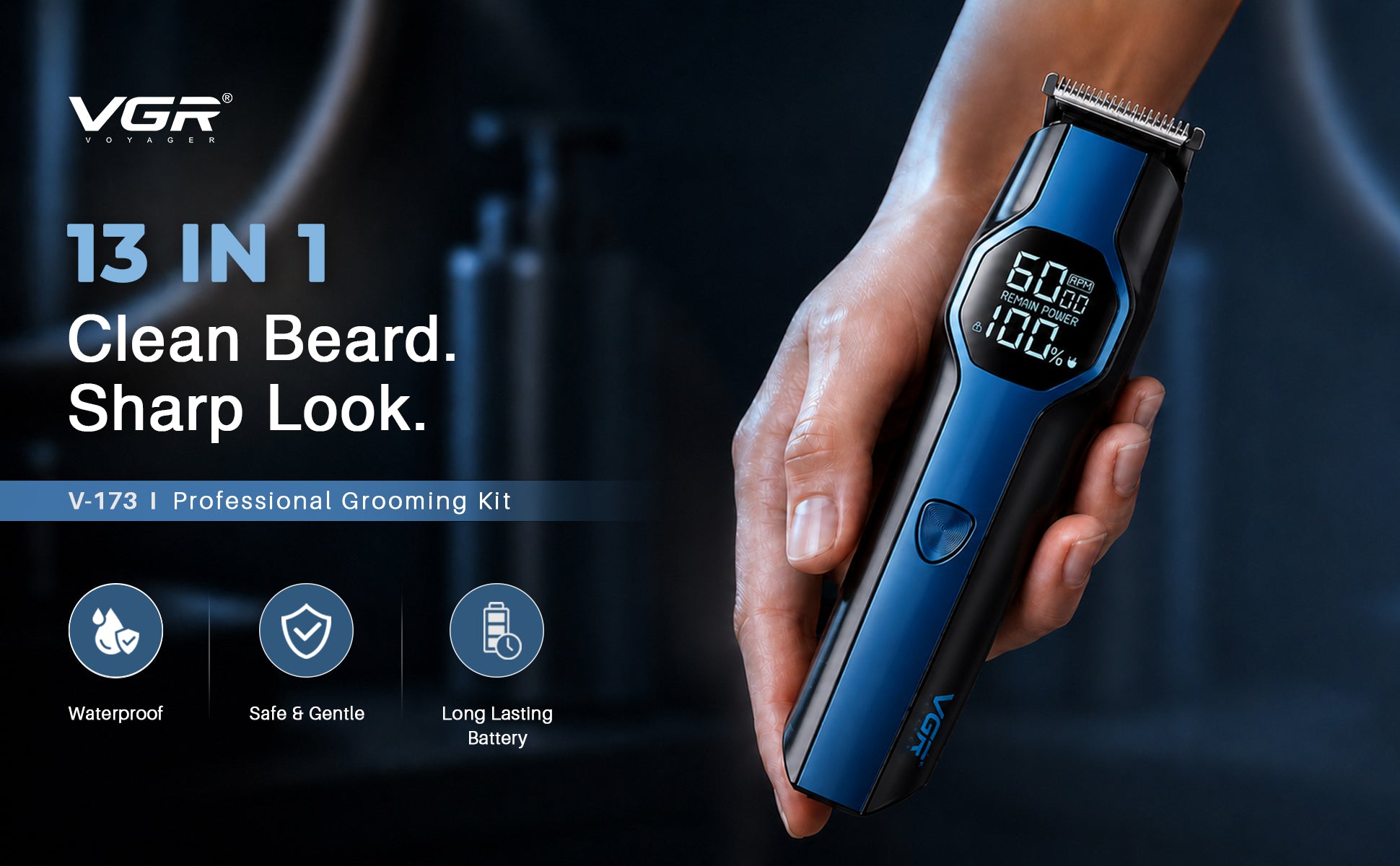 VGR V-173 Professional Grooming Kit with 210 Min Runtime