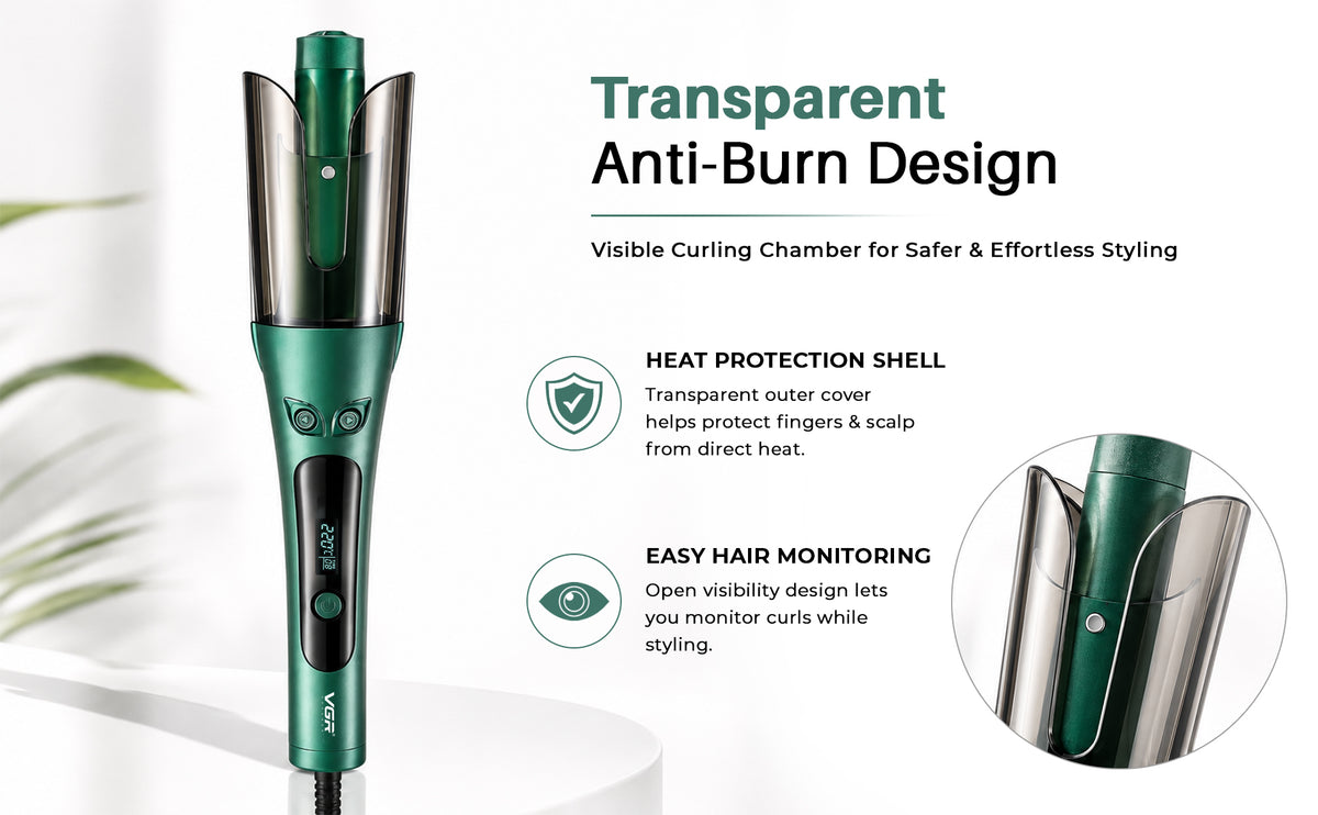 VGR V-583 Automatic Hair Curler For Women (Green)