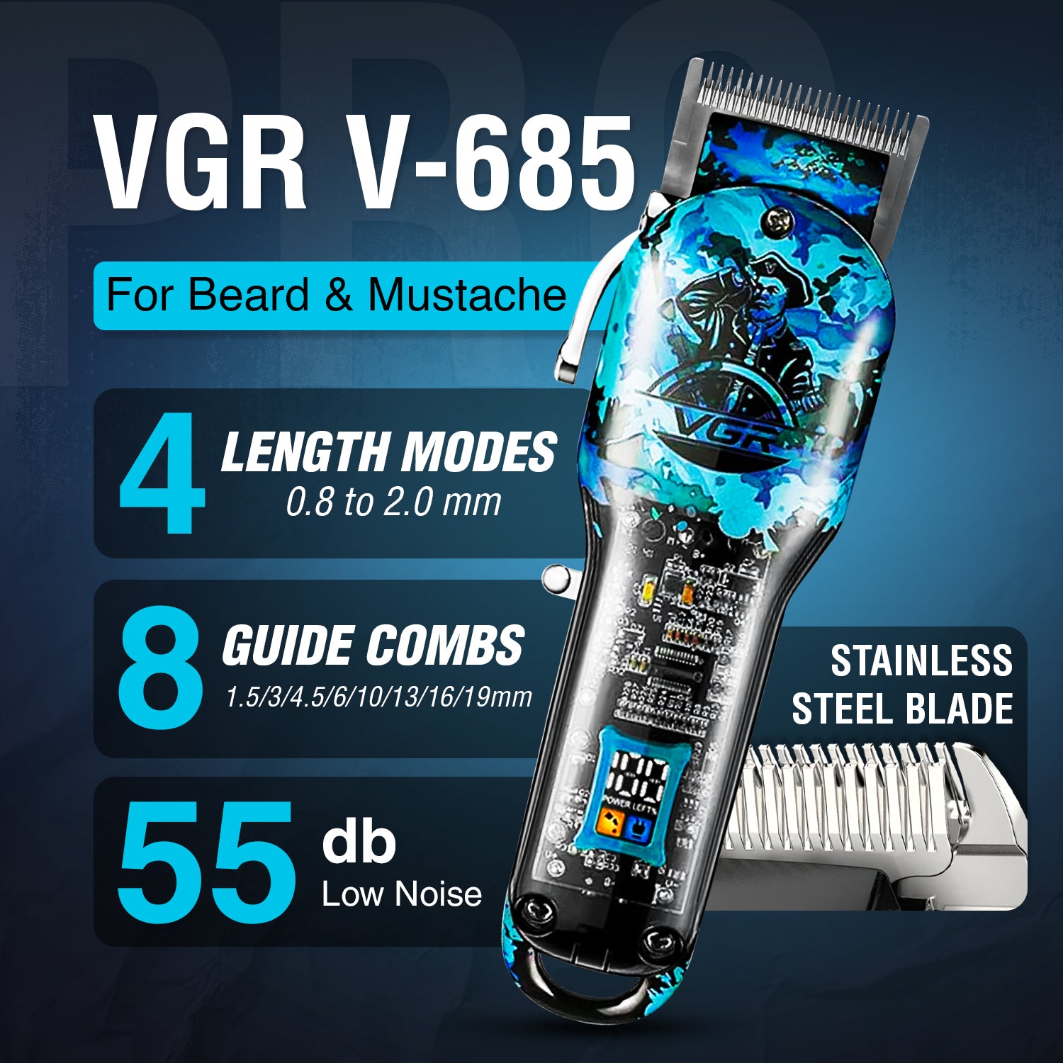 VGR V-685 Hair Clipper For Men, Blue