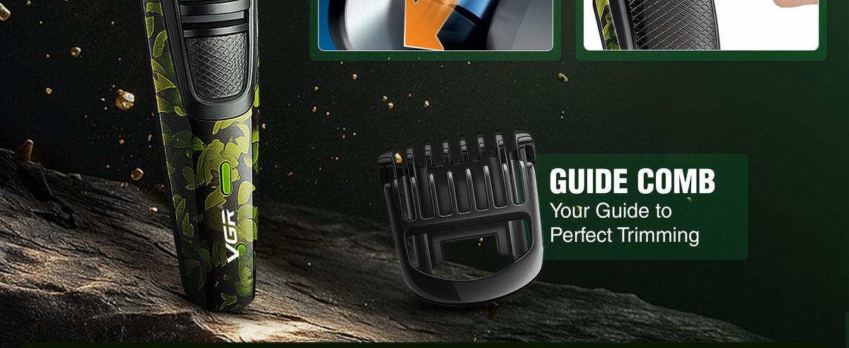 VGR V-053 Professional Cordless Hair Trimmer For Men, 20 Length Settings, 90 Min Runtime, Army Green