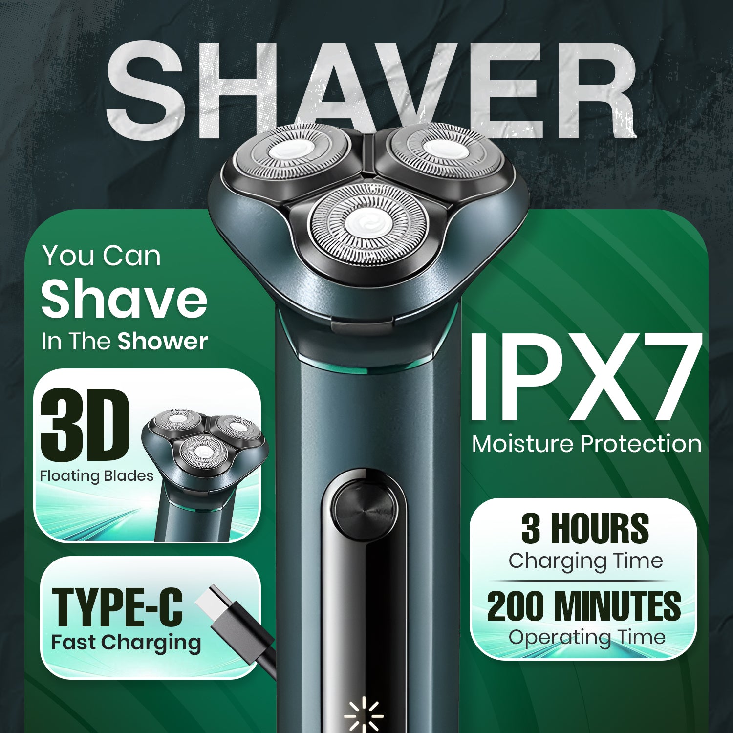 VGR V-310 Waterproof Beard Shaver For Men, Black