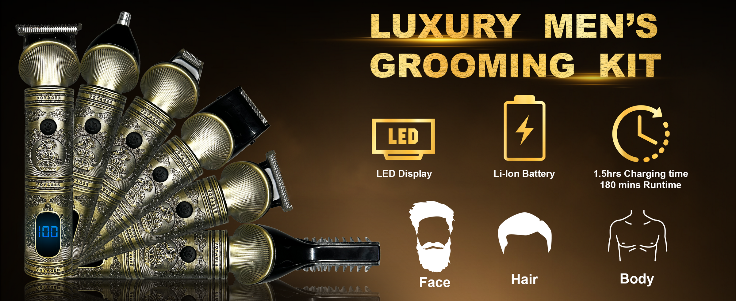 VGR V-106 Men's 16 in 1 Grooming Kit Gold