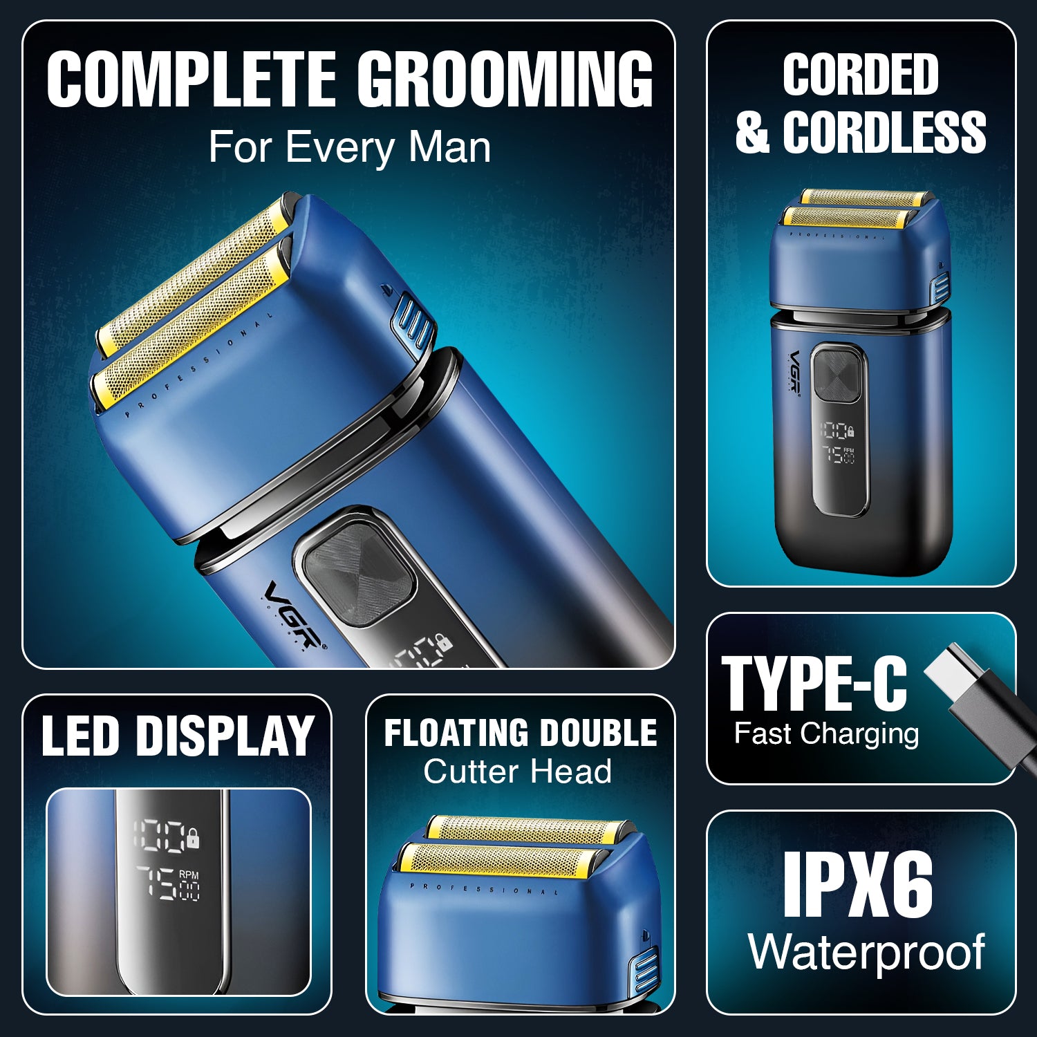VGR V-362 SUPER TRIM Foil Shaver for Men