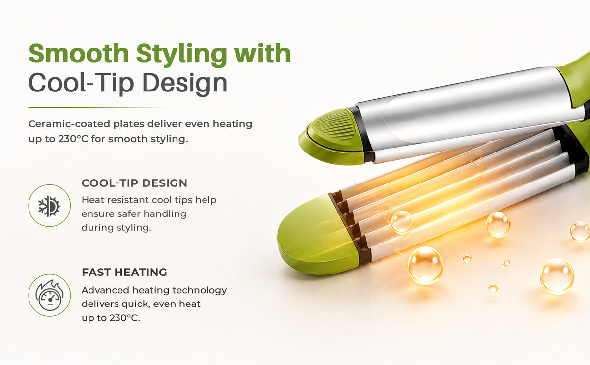 VGR V-569 Professional 4 In 1 Hair Beauty Styler, Straightener, Curler, Crimper, Waver (Green)