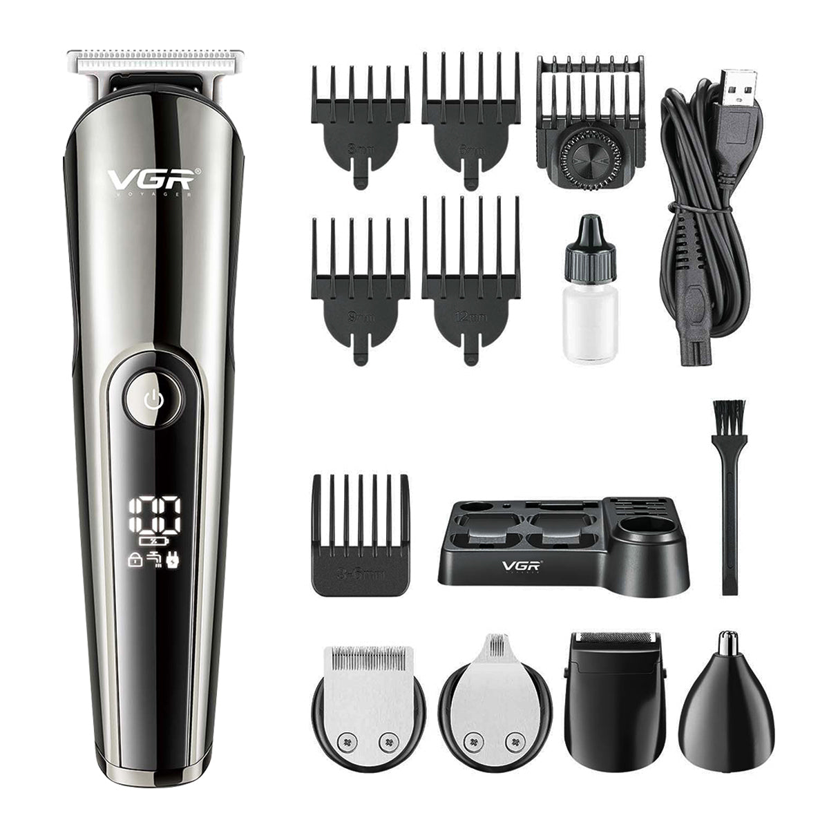 VGR V-107 Professional Grooming Kit For Men with 150 Min Runtime, Silver