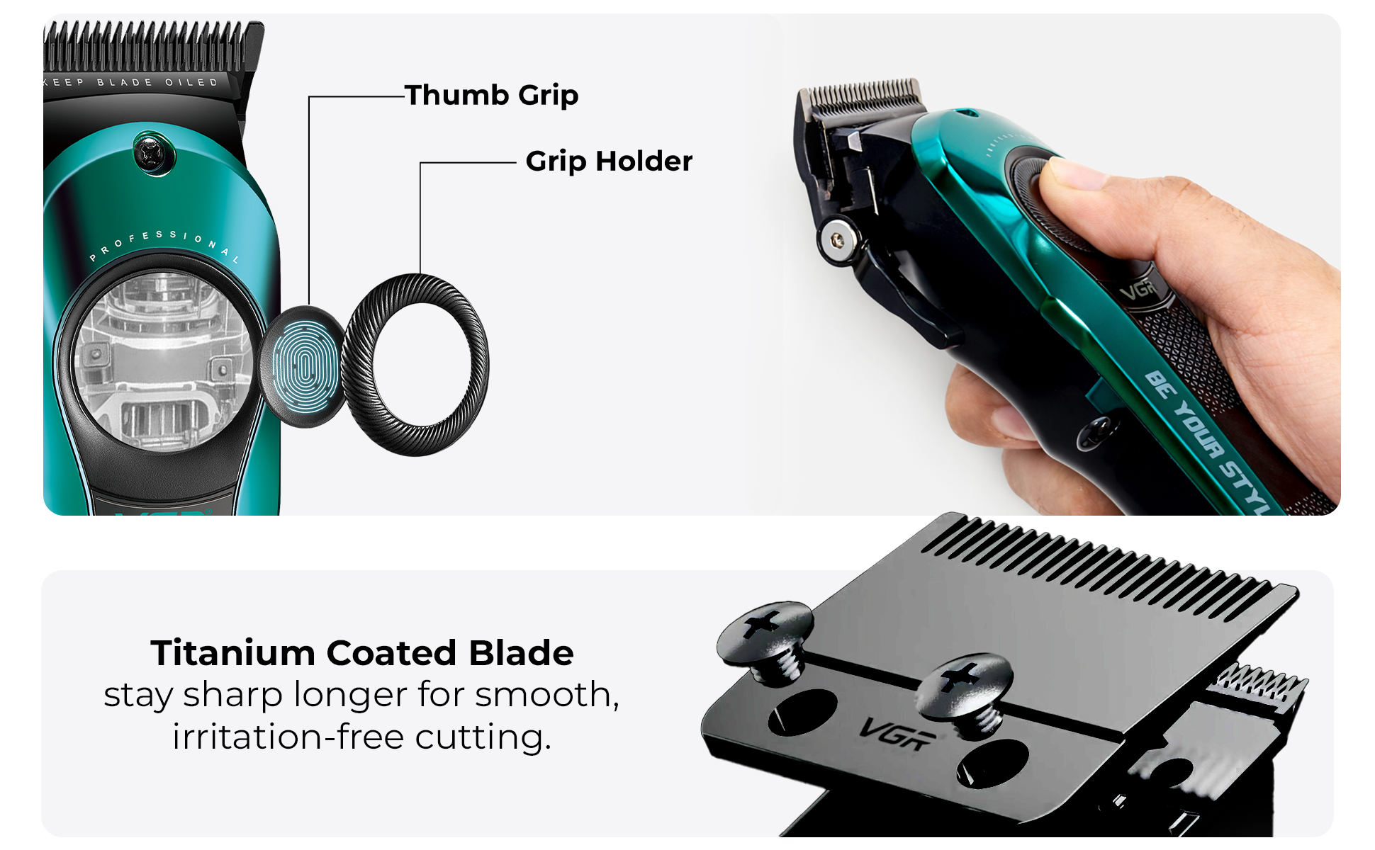 VL-786 Green Hair Clipper for Men - Professional Limited Edition