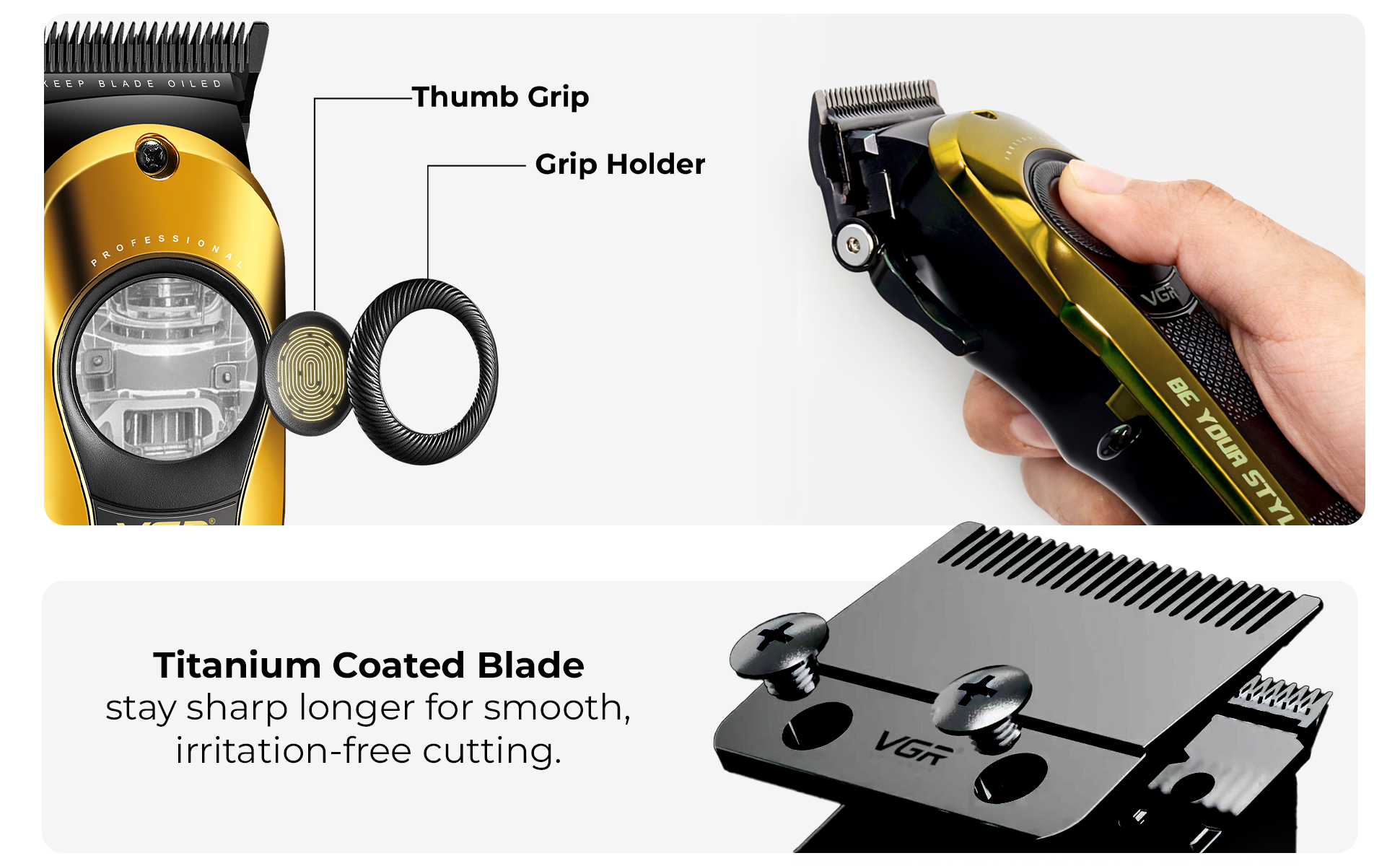 VL-786 Gold Hair Clipper for Men - Professional Limited Edition