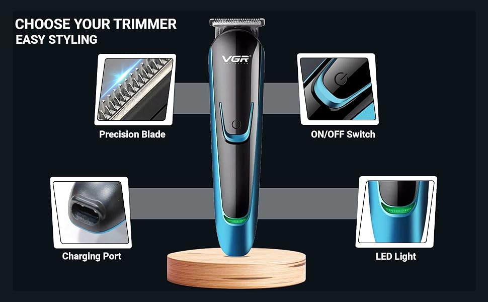 VGR V-183 Hair Trimmer For Men with 120 Minutes Runtime, Blue