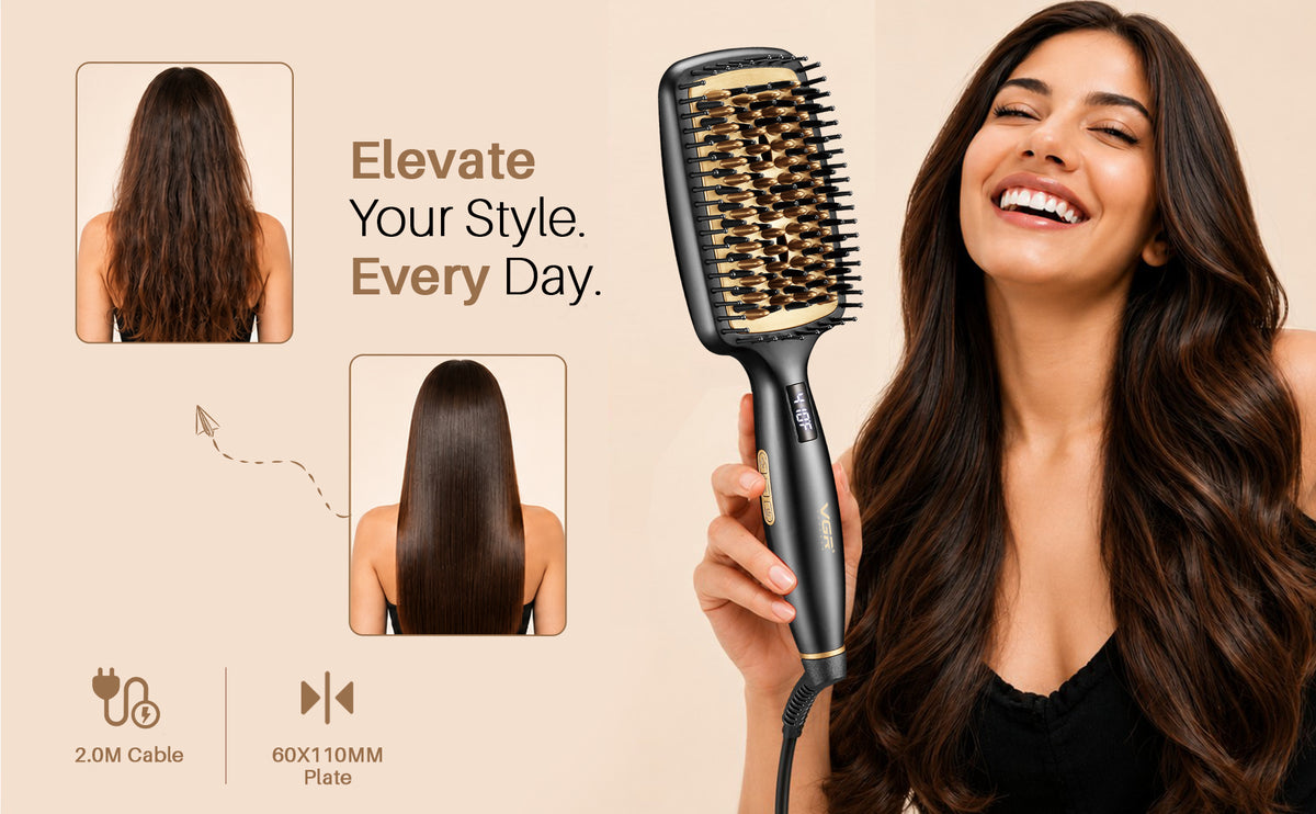 VGR V-527 Professional Hair Straightener Comb, Black