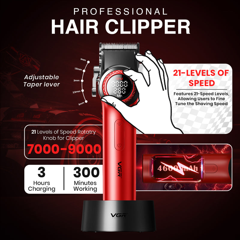 VGR V-001PRO & V-977 Professional Barber Combo , Red