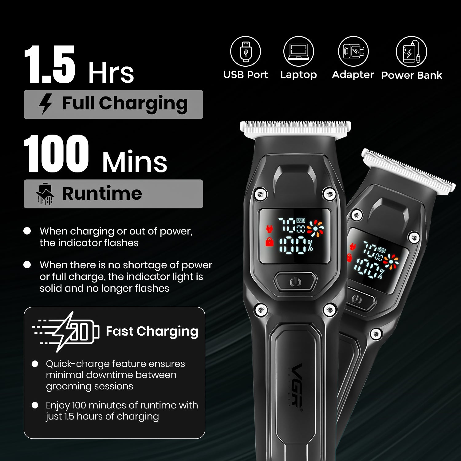 VGR V-964 Professional Hair Trimmer Cord/Cordless For Men's