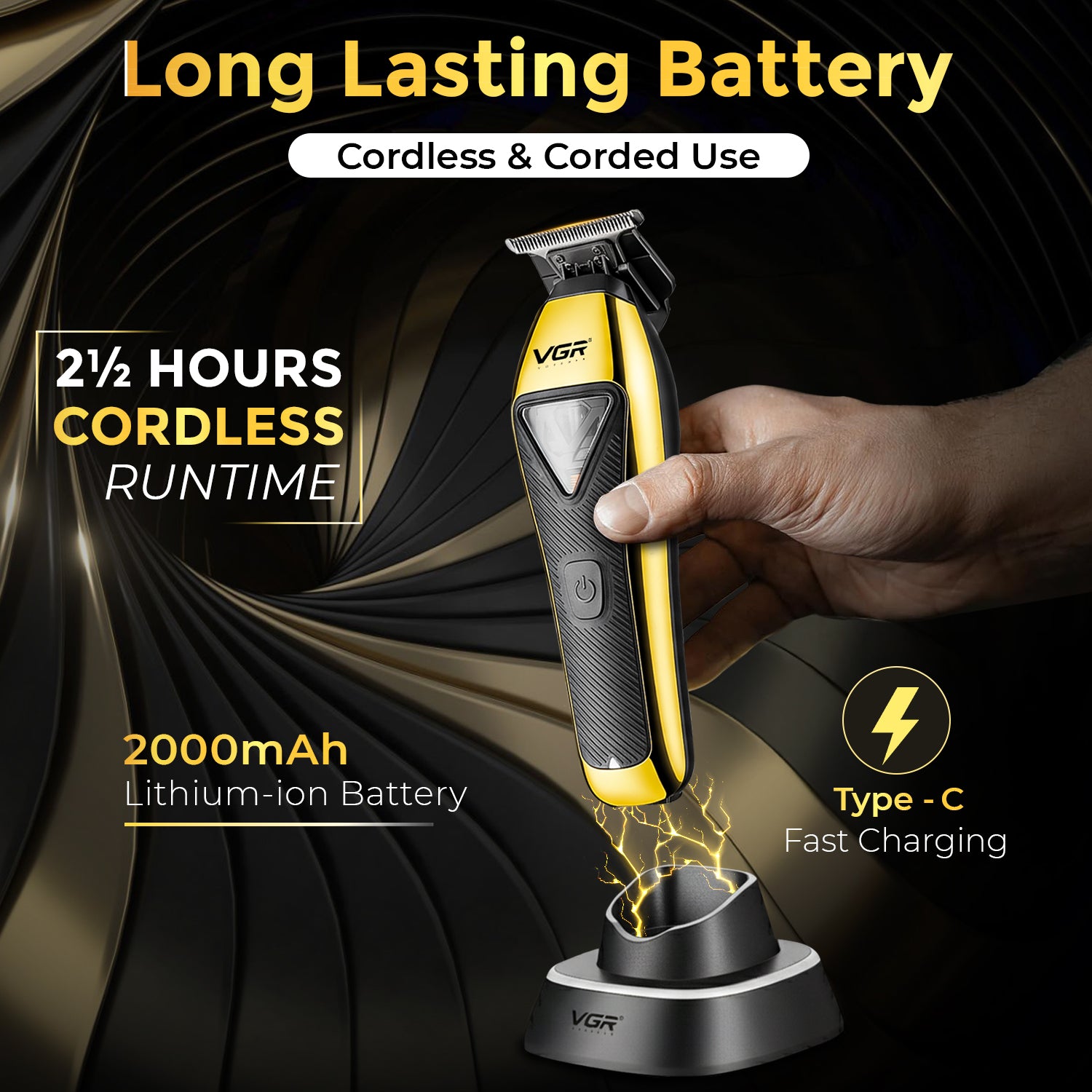 VGR V-994 Professional Salon Series Hair Trimmer for Men, Gold