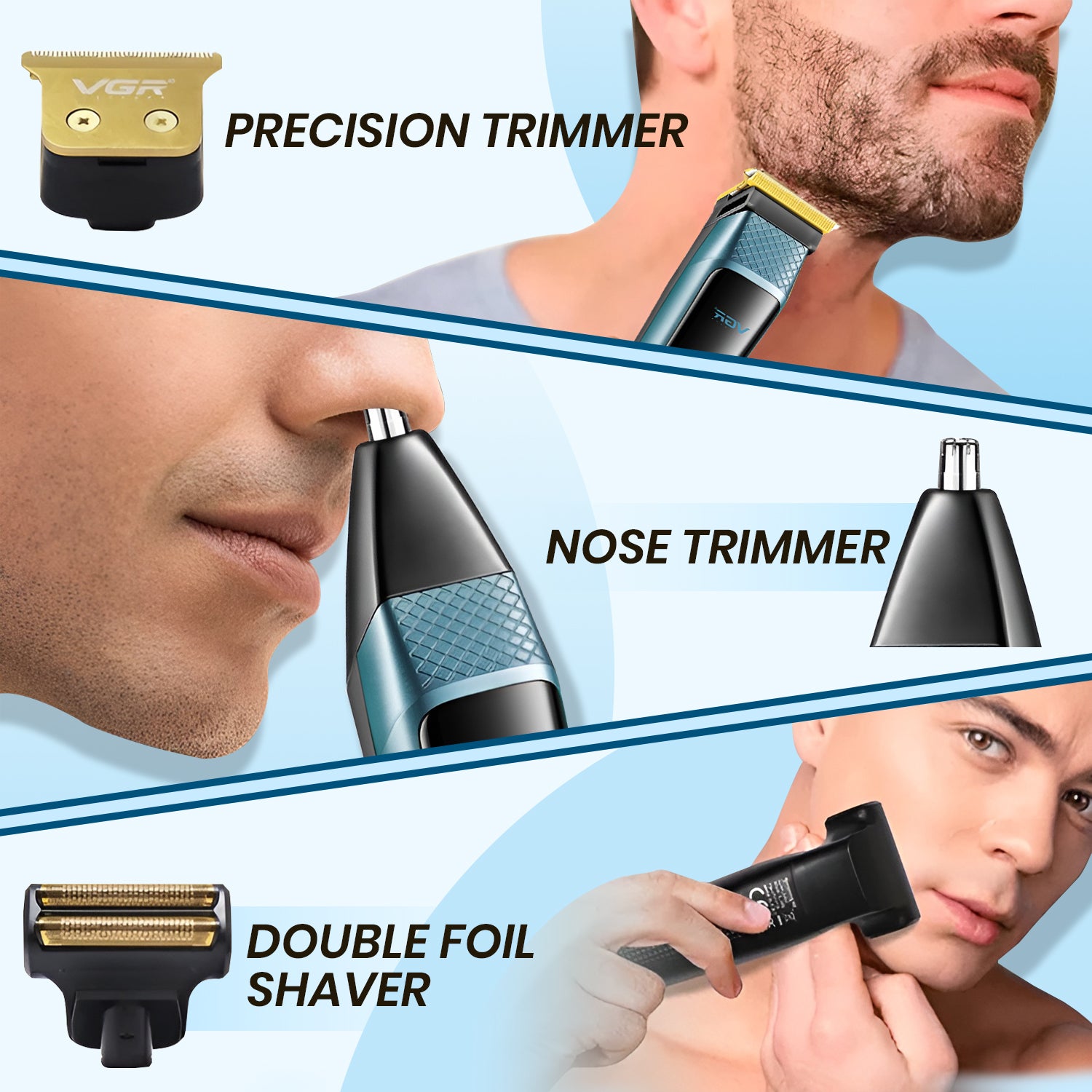 VGR VL-366 Limited Edition Professional 3 in 1 Grooming Kit, (Gold)