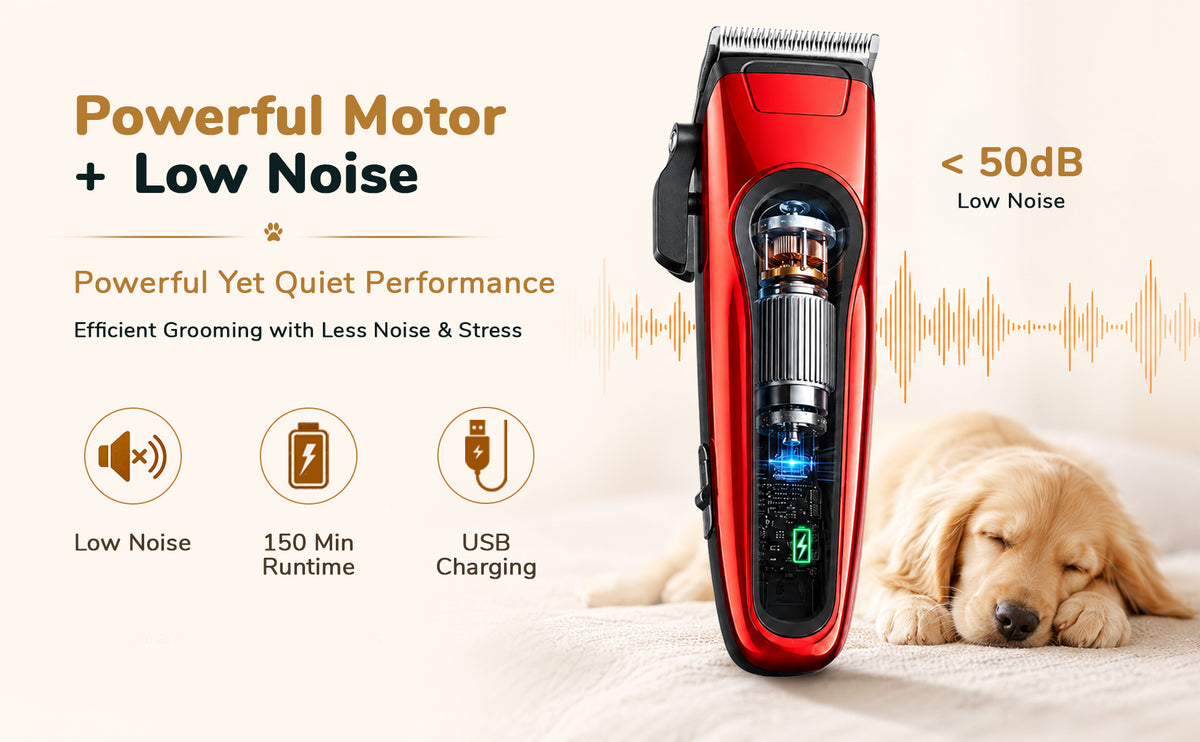 VGR V-202 Professional Pet Clipper with 150 Min Runtime, Red
