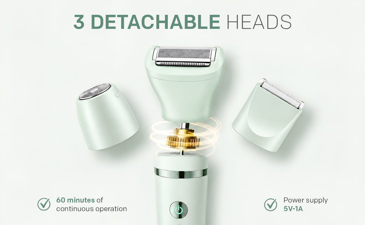 VGR V-735 Professional 3-in-1 Lady Shaver Set | Waterproof Cordless Trimmer for Women (Green/Pink)