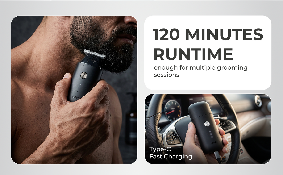 VGR V-932 Pocket Hair Trimmer For Men with 120 Minutes of Runtime (Black)
