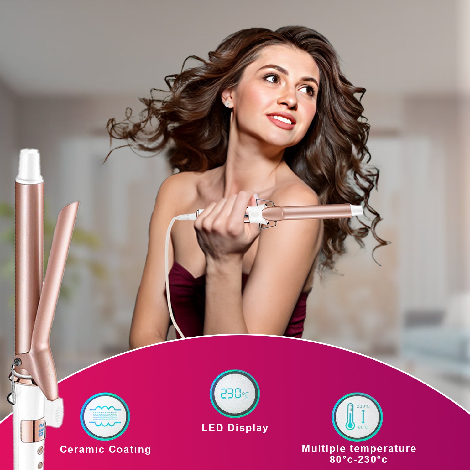 VGR V-578 Professional Electric Hair Curling Wand for Women (White)