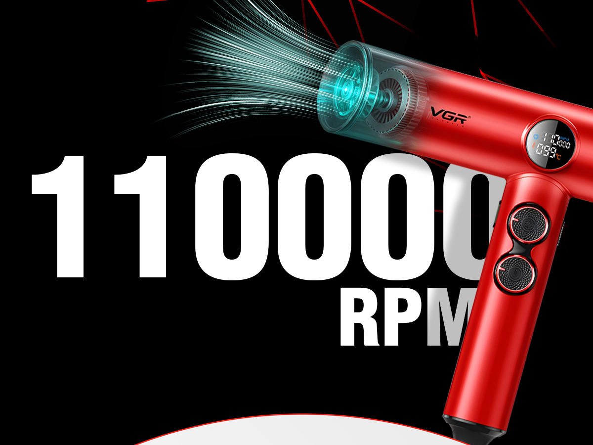 VGR V-401 Professional Hair Dryer For Salon & Men with 60-100°C Temperature Control, Red