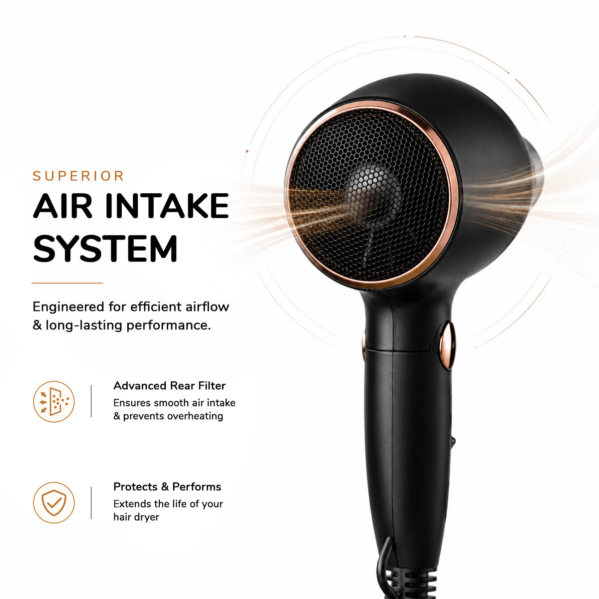 VGR V-439 Professional Hair Dryer For Women with 2 Speed Settings, Cool Shot, Black