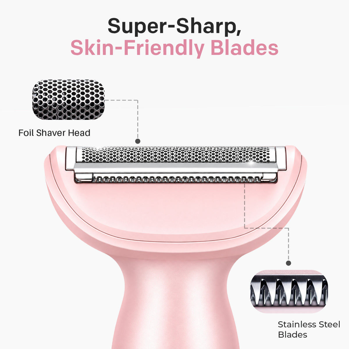 VGR V-761 Professional 4-in-1 Lady Shaver Set For Women, IPX5 Waterproof, 90 Min Runtime, Blue & Pink