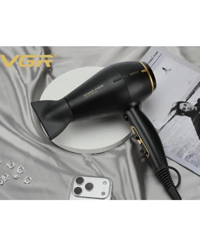 VGR V-457 Professional Hair Dryer with 20,000 RPM Motor, Black
