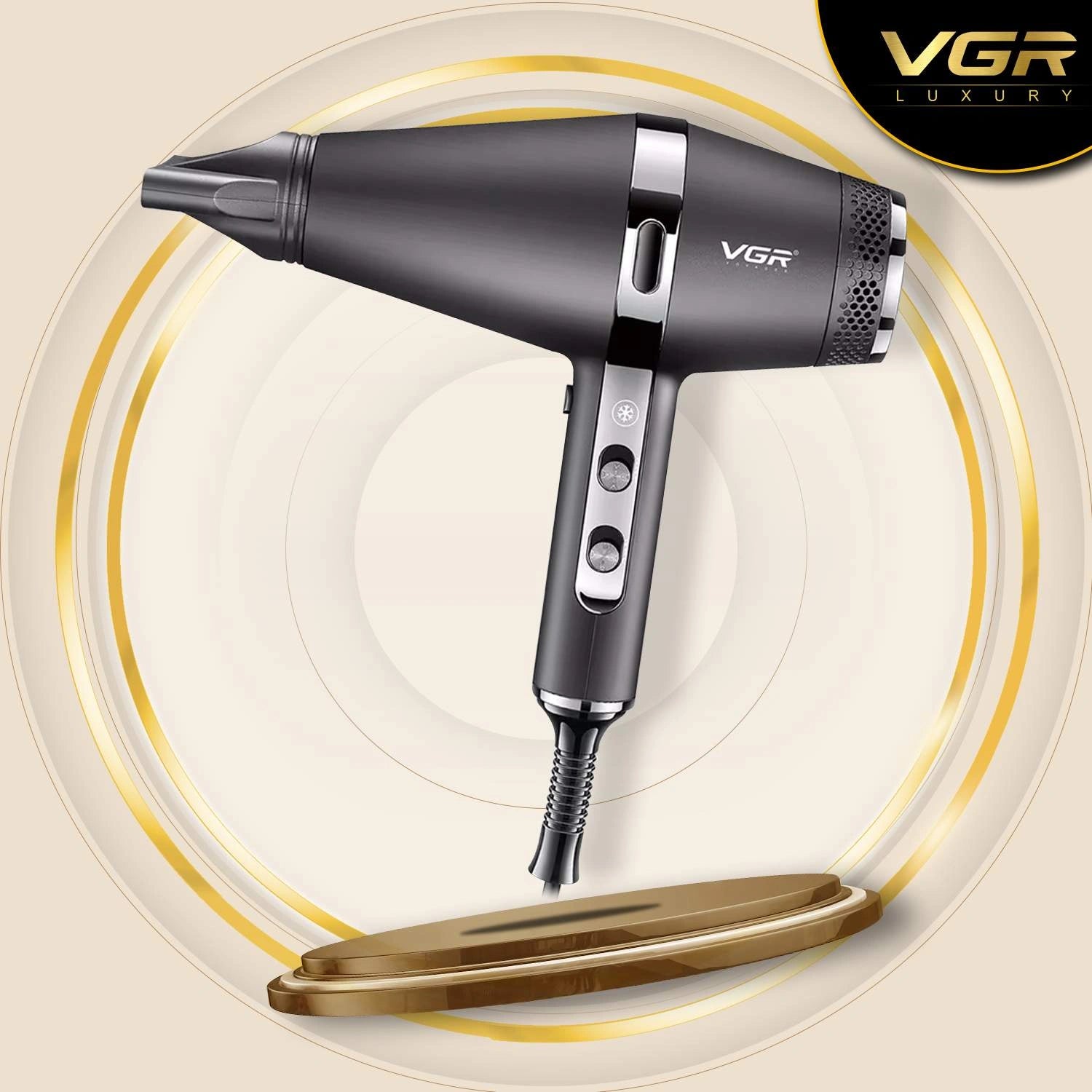 VGR V-451 Hair Dryer For Unisex, Black