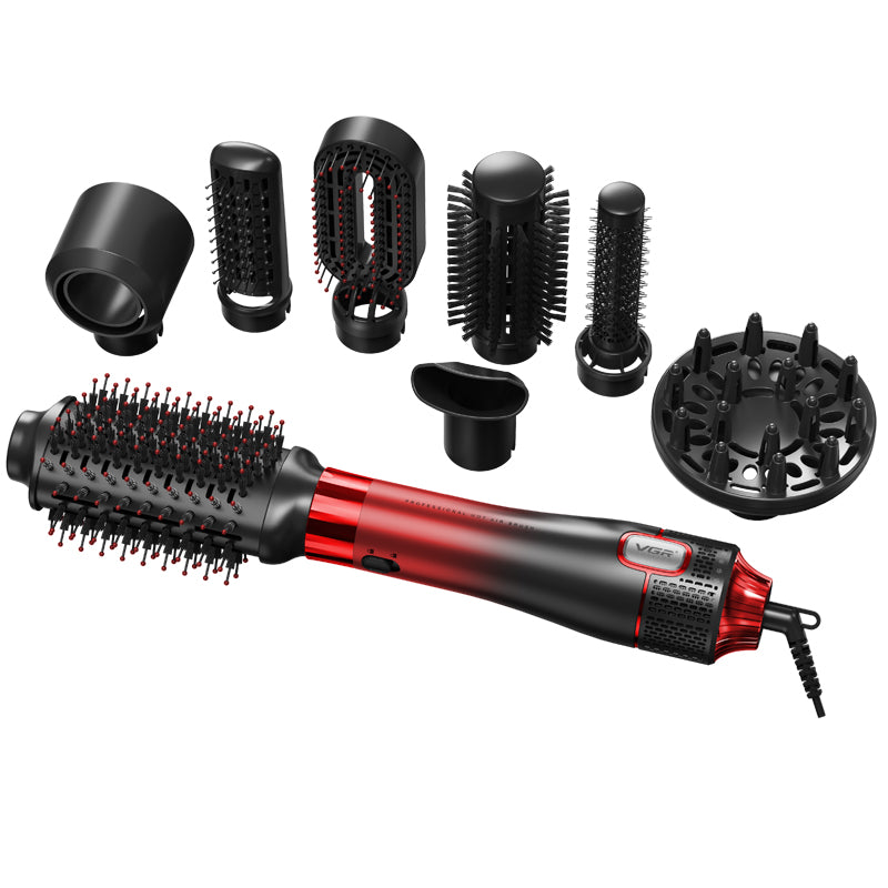 VGR V-488 Professional 8 IN 1 Hot Air Brush (Red)